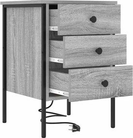 vidaXL Κομοδίνο 2 τεμ. Γκρίζο Σονομα 42 x 41 x 61 εκ