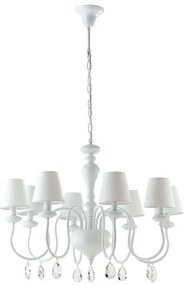 Φωτιστικό Οροφής - Πολυέλαιος Arthur I-ARTHUR/8 8xE14 Φ88cm 140cm White Luce Ambiente Design Ύφασμα