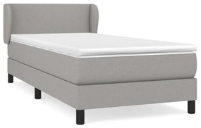 vidaXL Κρεβάτι Boxspring με Στρώμα Ανοιχτό Γκρι 90x190 εκ. Υφασμάτινο