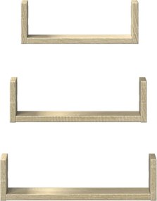 vidaXL Ράφια Τοίχου Σετ 3 Τεμαχίων Sonoma Δρυς Επεξεργασμένο Ξύλο