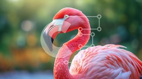 Intra Συλλεκτικό Ξύλινο Παζλ Plywood 4mm - Κοντινό πλάνο ενός ροζ φλαμίνγκο με απλωμένα φτερά Σε Ξύλινο Κουτί - Διαστάσεις: 10x10 cm – 25 κομμάτια