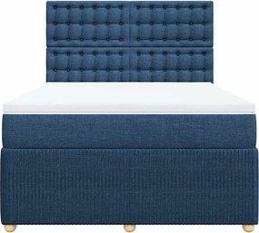 vidaXL Κρεβάτι Boxspring με Στρώμα Μπλε 160x200 εκ. Υφασμάτινο