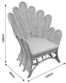 Πολυθρόνα Fragia Inart με μπεζ μαξιλάρι-φυσικό rattan 103x90x120εκ 85x96x120 εκ.