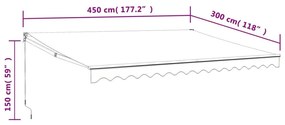 Τέντα Πτυσσόμενη Κρεμ 4,5 x 3 μ. Ύφασμα και Αλουμίνιο - Κρεμ