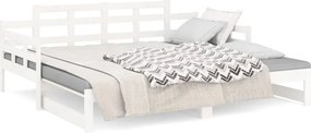 vidaXL Καναπές Κρεβάτι Συρόμενος Λευκός 2x(90x190) εκ. από Μασίφ Πεύκο