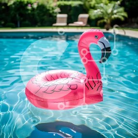 Intra Συλλεκτικό Ξύλινο Παζλ Plywood 4mm - Ροζ Flamingo που επιπλέει στην πισίνα Σε Ξύλινο Κουτί - Διαστάσεις: 10x10 cm – 25 κομμάτια
