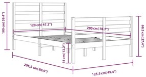 ΠΛΑΙΣΙΟ ΚΡΕΒΑΤΙΟΥ ΜΑΥΡΟ 120 X 200 ΕΚ. ΑΠΟ ΜΑΣΙΦ ΞΥΛΟ ΠΕΥΚΟΥ 3105005