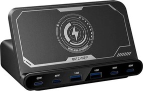 Blitzwolf BW-S27 160W, 2xUSB-A, 4xUSB-C, 15W wireless charger (black)