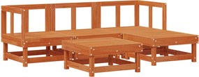 vidaXL Σετ Ξαπλώστρας Κήπου 5 pcs Κερωμένο Καφέ Στερεό πεύκο