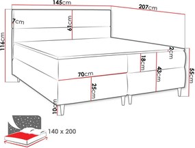 Επενδυμένο κρεβάτι Flo με στρώμα και ανώστρωμα-Mple-140 x 200