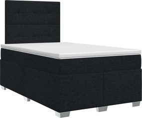 vidaXL Κρεβάτι box spring με στρώμα Μαύρο 120 x 190 cm Ύφασμα