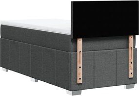 vidaXL Κρεβάτι Boxspring με Στρώμα Σκούρο Γκρι 90x190 εκ. Υφασμάτινο