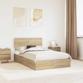 vidaXL Κρεβάτι Αποθήκης Δρύς Sonoma 120 x 200 cm Επεξεργασμένο ξύλο