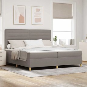 vidaXL LED Κρεβάτι με βάθρο με στρώμα Taupe 200 x 200 cm ύφασμα