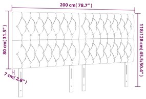 Κεφαλάρι Κρεβατιού LED Μαύρο 200x7x118/128 εκ. Βελούδινο 3122828