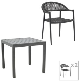 Intrahome Τραπεζαρία Kliton-Freiburg σετ 3τεμ Intrahome αλουμίνιο σε ανθρακί απόχρωση 80x80x74εκ | SKU: INTRAPA-311111950