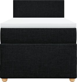 vidaXL Κρεβάτι Boxspring με Στρώμα Μαύρο 90x200 εκ. Υφασμάτινο