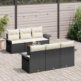 vidaXL Σετ Καναπέ Κήπου με μαξιλάρι 7 pcs Μαύρο, Κρέμα 55 x 55 x 37 εκ