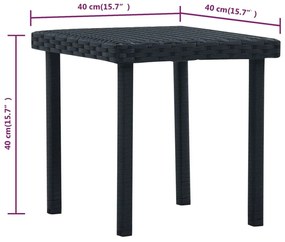 Τραπέζι Κήπου Μαύρο 40 x 40 x 40 εκ. από Συνθετικό Ρατάν - Μαύρο