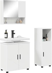 vidaXL Σετ Επίπλων Μπάνιου 3 pcs Λευκό Επεξεργασμένο ξύλο &amp; Μέταλλο