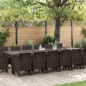 vidaXL Σετ Τραπεζαρίας Κήπου 15 pcs Καφέ Large Πολυ-ρακί, Χάλυβας