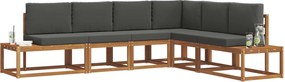 vidaXL Σειρά Καναπέ Εξωτερικού 6 Τεμάχιο Φυσικό και Ανθρακί