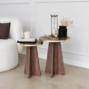 Coffee Table Set Mushroom 2 - Gold, Walnut Gold
Walnut