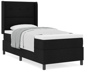 vidaXL Κρεβάτι Box Spring  με στρώμα σε Μαύρο, 90x200 εκ., Υφασμάτινο