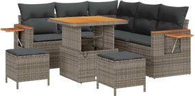 vidaXL Σετ Καναπέ Κήπου 8 pcs Γκρι συνθετικό ρατάν