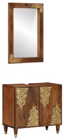 vidaXL Σετ Επίπλων Μπάνιου Επιτοίχιο 2 pcs Καφέ 62 x 33 x 58 εκ.