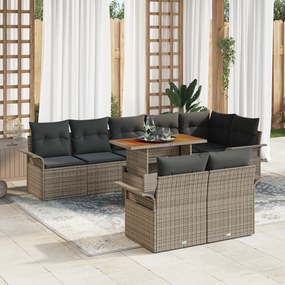 vidaXL σετ κηπουρικής 9 τεμαχίων με μαξιλαράκια Γκρι Πολυρράντα και Ακακία