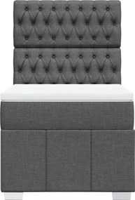 vidaXL Κρεβάτι Boxspring με Στρώμα Σκούρο Γκρι 90x190 εκ. Υφασμάτινο