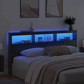 vidaXL Κεφαλάρι Μαύρη Οξυά 200 x 17 x 102 cm Επεξεργασμένο ξύλο