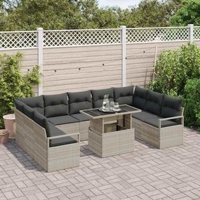 vidaXL Σετ Καναπέ Κήπου 10 pcs Ανοιχτό γκρι 100 x 55 x 73 εκ