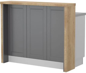 Πάγκος νησίδας Tahoma-Μήκος: 120 εκ.-Γραφίτης-Nebraska Oak