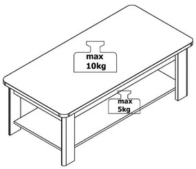 Τραπεζάκι Σαλονιού Jersey Artisan Oak 124x60x45 εκ. 124x60x45 εκ.