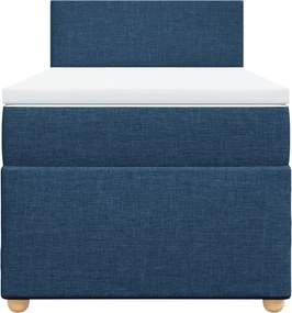 vidaXL Κρεβάτι Boxspring με Στρώμα Μπλε 90x190 εκ.Υφασμάτινο