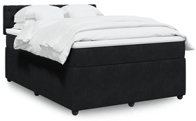 vidaXL Κρεβάτι Boxspring με Στρώμα Μαύρο 140x190 εκ. Βελούδινο