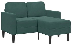 vidaXL 2θέσιος καναπές με καναπέ σε σχήμα L σκούρο πράσινο 125 εκ.