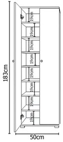 Ντουλάπι JUDELINE Λευκό Μοριοσανίδα 50x35x183cm - Μελαμίνη - 14870193
