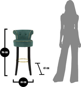 Σκαμπό Μπαρ Πράσινο LUXY 48x46x96