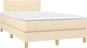 vidaXL Κρεβάτι Boxspring με Στρώμα &amp; LED Κρεμ 120x190 εκ. Υφασμάτινο