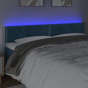 Κεφαλάρι Κρεβατιού LED Σκούρο Μπλε 200x5x78/88 εκ. Βελούδινο 3121542
