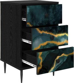 vidaXL Κομοδίνο WIJHE 2 τμχ. Μαύρη Δρυς 36 x 33 x 61 εκ.
