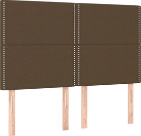 vidaXL Κρεβάτι Boxspring με Στρώμα &amp; LED Σκ.Καφέ 140x200 εκ Υφασμάτινο