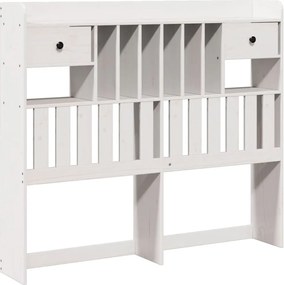 vidaXL Κρεβάτι Βιβλιοθήκη Χωρίς Στρώμα Λευκό 135x190 εκ Μασίφ Πεύκο