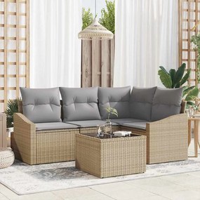 vidaXL Σετ Καναπέ Κήπου 5 pcs Μπεζ Πολυ ράταν