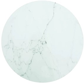 vidaXL Επιφάνεια Τραπεζιού Λευκή Ø50 x 0,8 εκ. Ψημ. Γυαλί Μαρμ. Σχέδιο