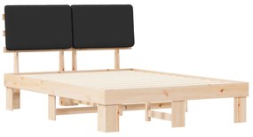 vidaXL Σκελετός Κρεβατιού με Επενδεδυμένο Κεφαλάρι Μαύρο 120 x 190 cm