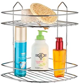 Ραφιέρα μπάνιου γωνιακή Perilla μεταλλική χρώμα ασημί 20x20x28εκ.